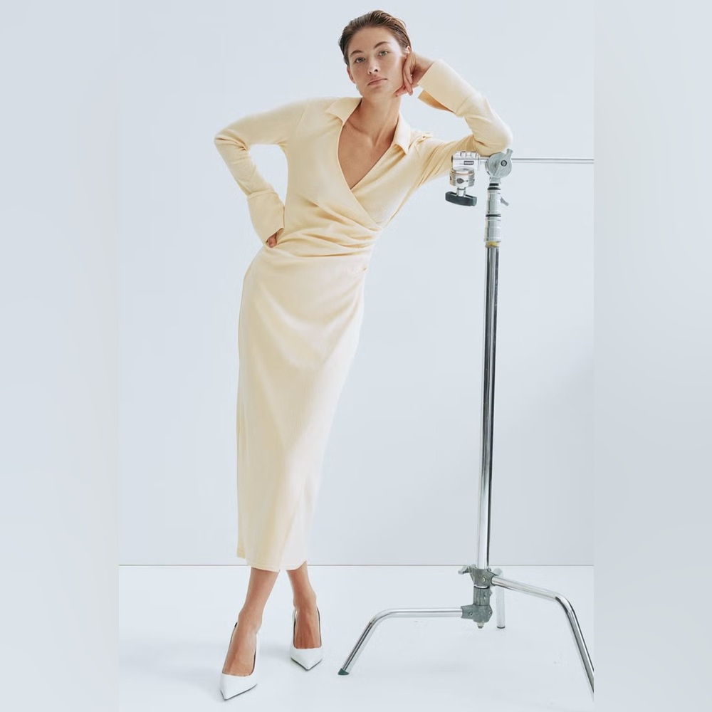 Butter Yellow Cinched Wrap Dress